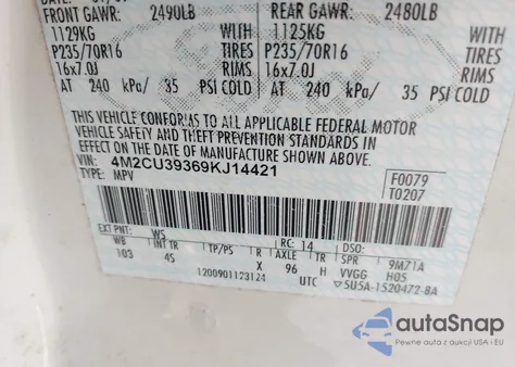 2009 Mercury Mariner Hybrid z USA, uszkodzony, nr VIN 4M2CU39369KJ14421